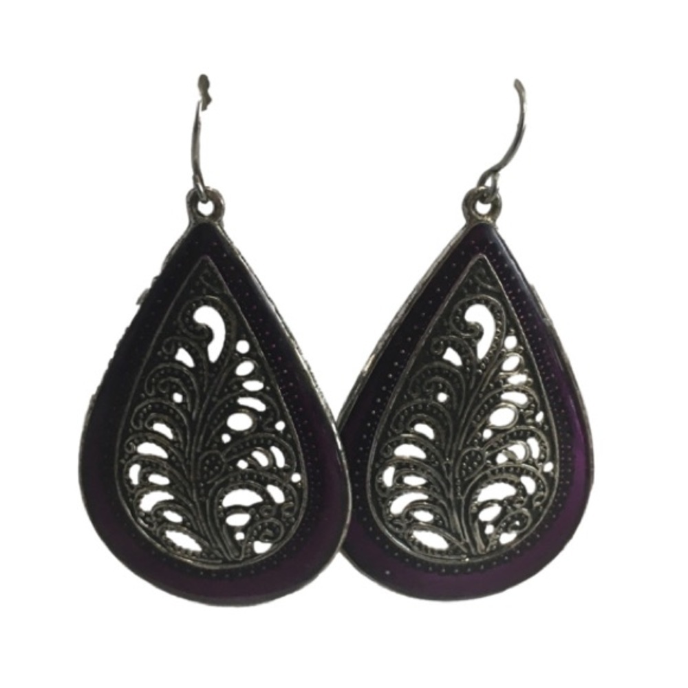 Purple BOHO LEAF EARRING